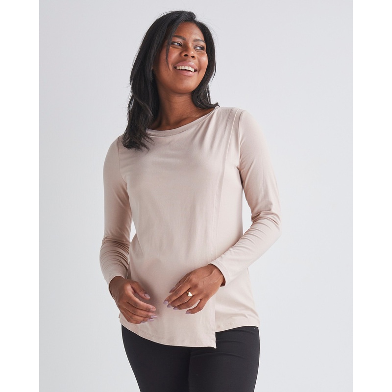 Monique Long Sleeve Nursing Nude Pink Petal Top XS
