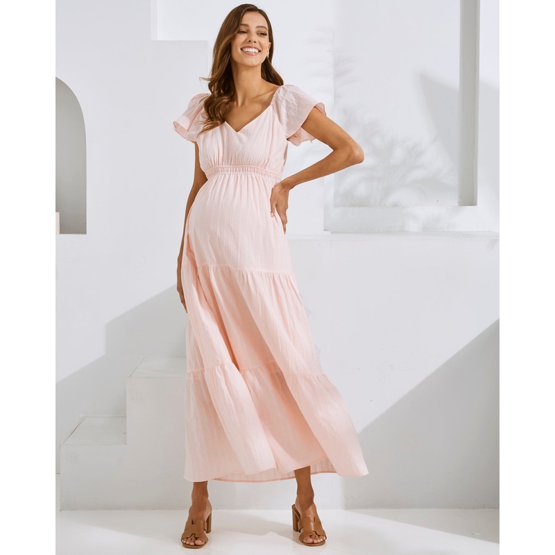 Serena Baby Shower Maternity Sundress in Spanish Pink XS