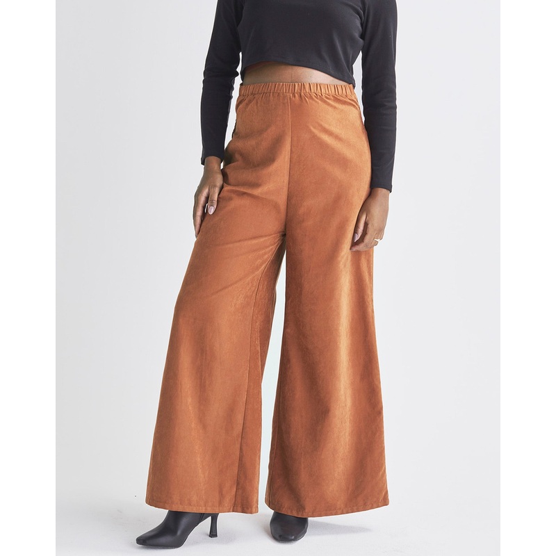 Stacie Wide Leg Maternity Pants in Vegan Suede XS