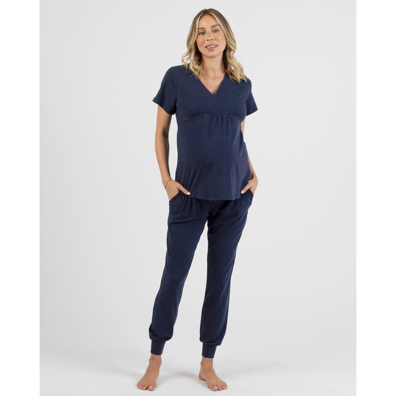 2-Piece Kyra Maternity Loungewear/Sleepwear PJ set – Navy XS