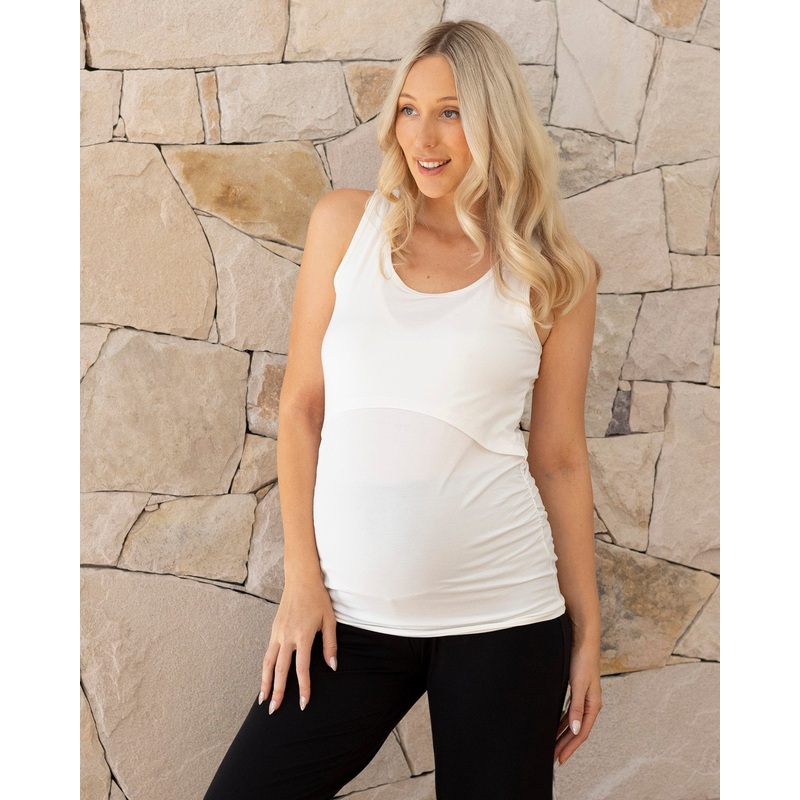 Abbie Maternity  Nursing White Tank Top XS