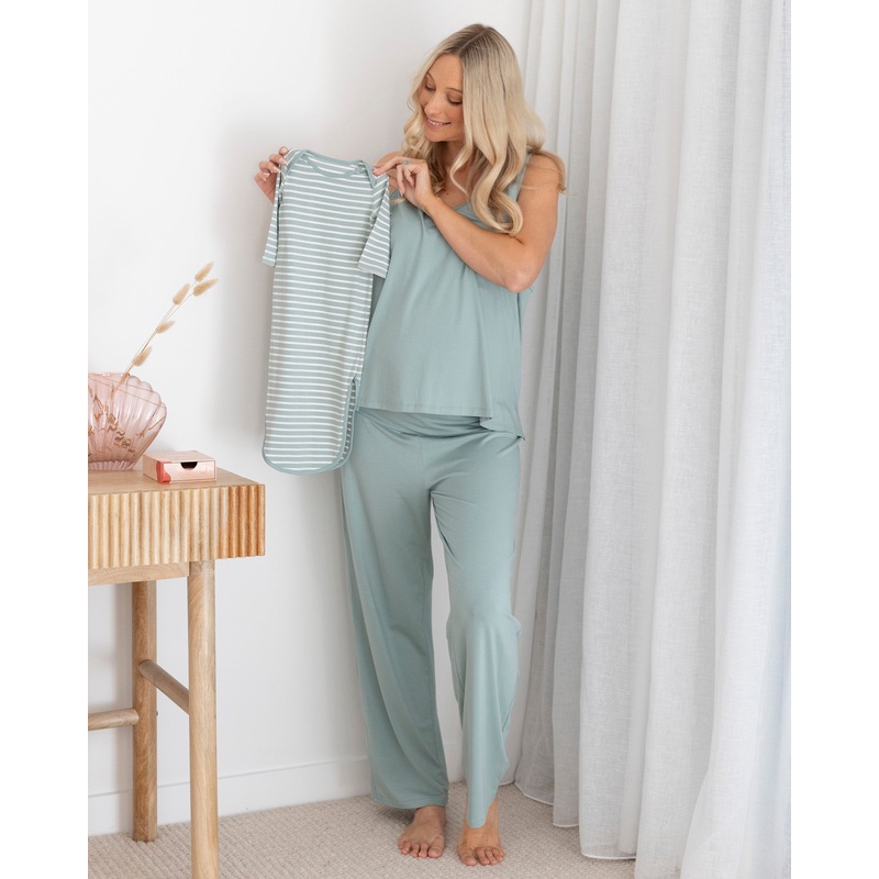 Elara Maternity & Nursing 3-Piece Set in Sage Green XS