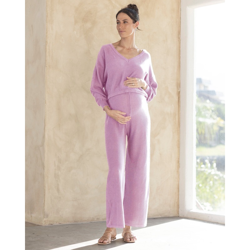 Ella 2 Piece Loungewear Cotton Set in Lilac XS