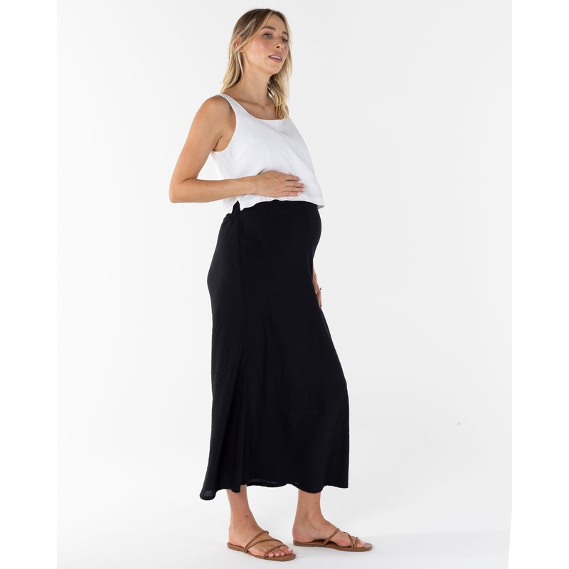 Helen Bias Cut Maternity Black Midi Skirt XS