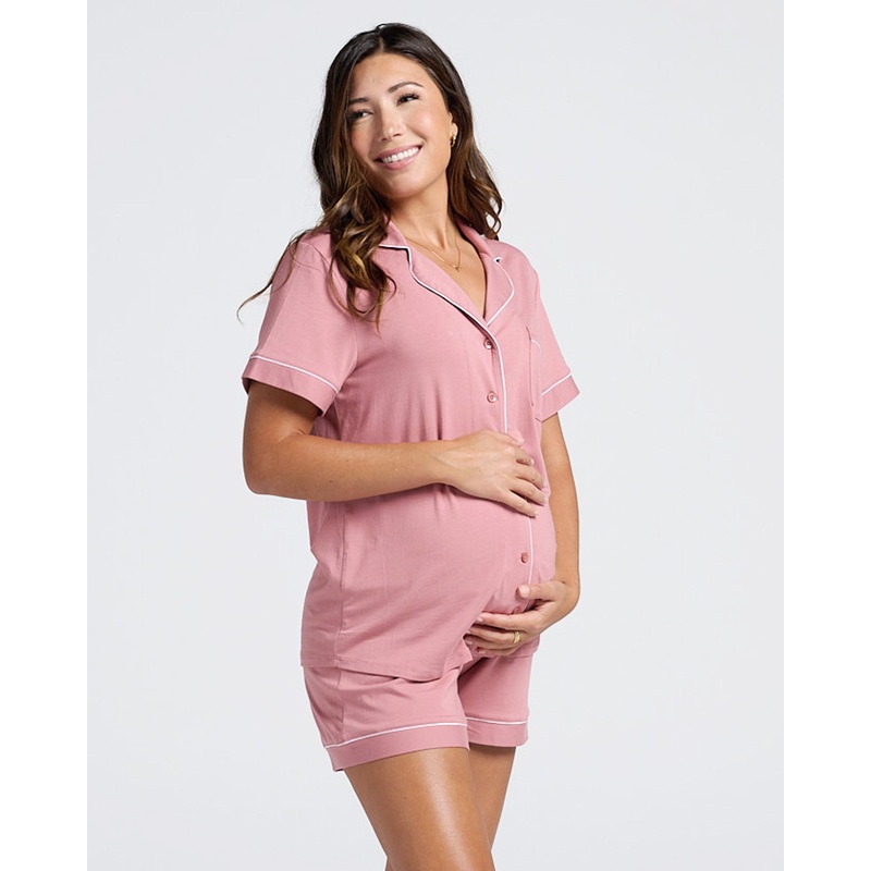 Larah Maternity and Nursing Pyjama Set in Rose Pink XS