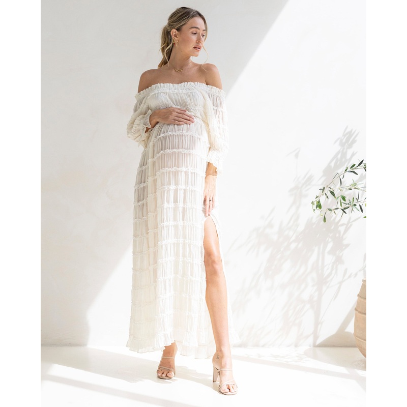 Mariana Sheer Maternity Photoshoot  Dress in White S