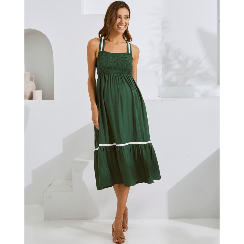 Meliza Maternity Party Dress in Green XS