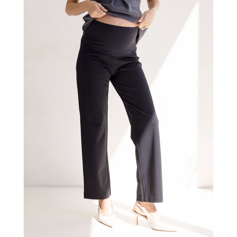 Steph Maternity Mid Waist Stretch Work Pants – Black XS 70cm